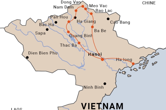 Travel map of Northern Vietnam